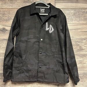 Liquid Death Black Camo Coach Jacket | Skull Graphic | Size M